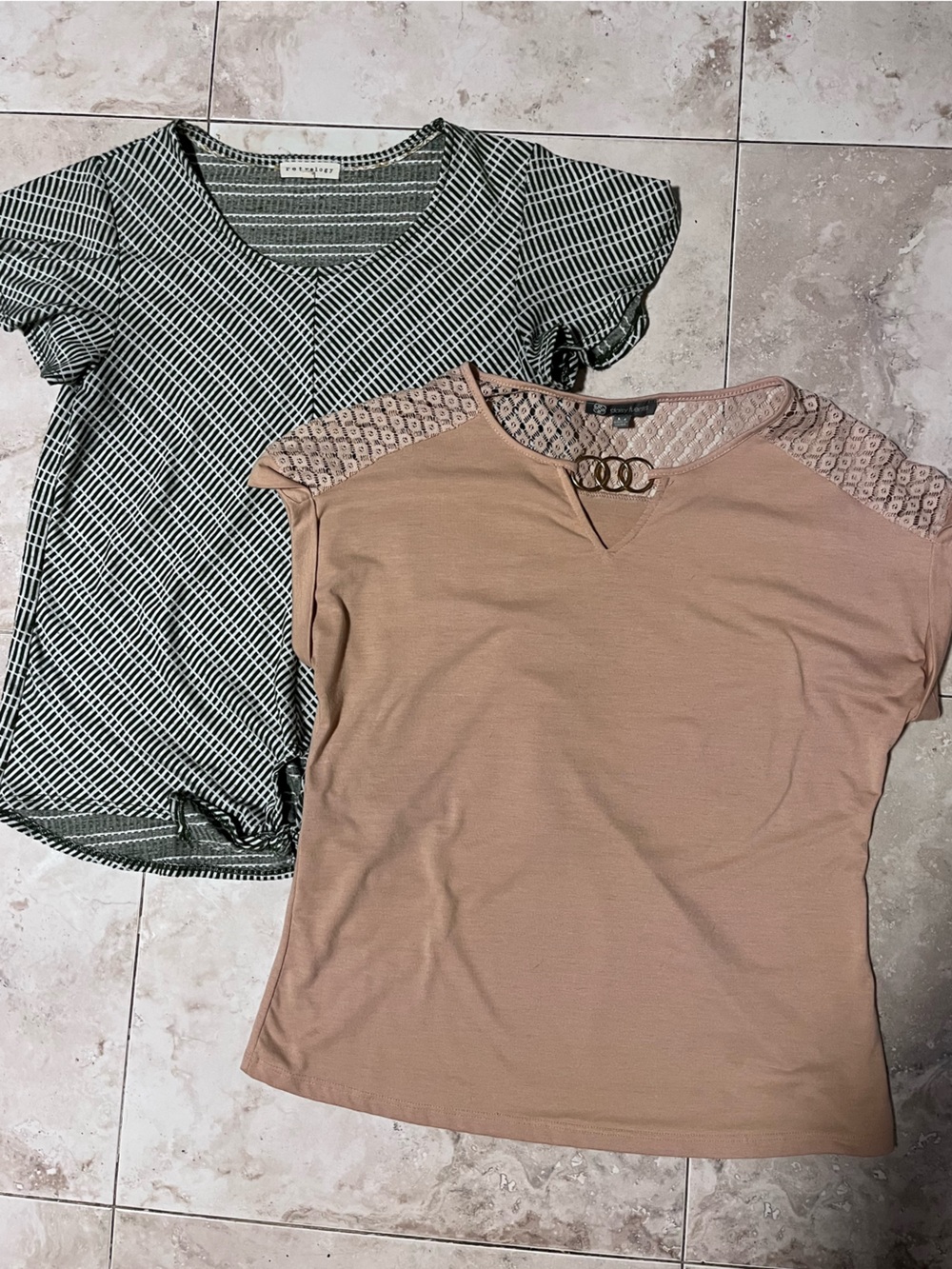 Two neutral tone blouses M